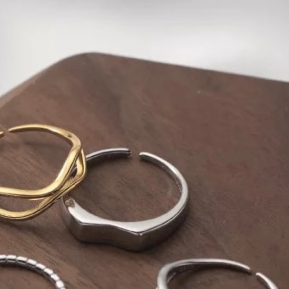Silver Hollow Dent Ring 925 Sterling Silver 18K Gold Plated